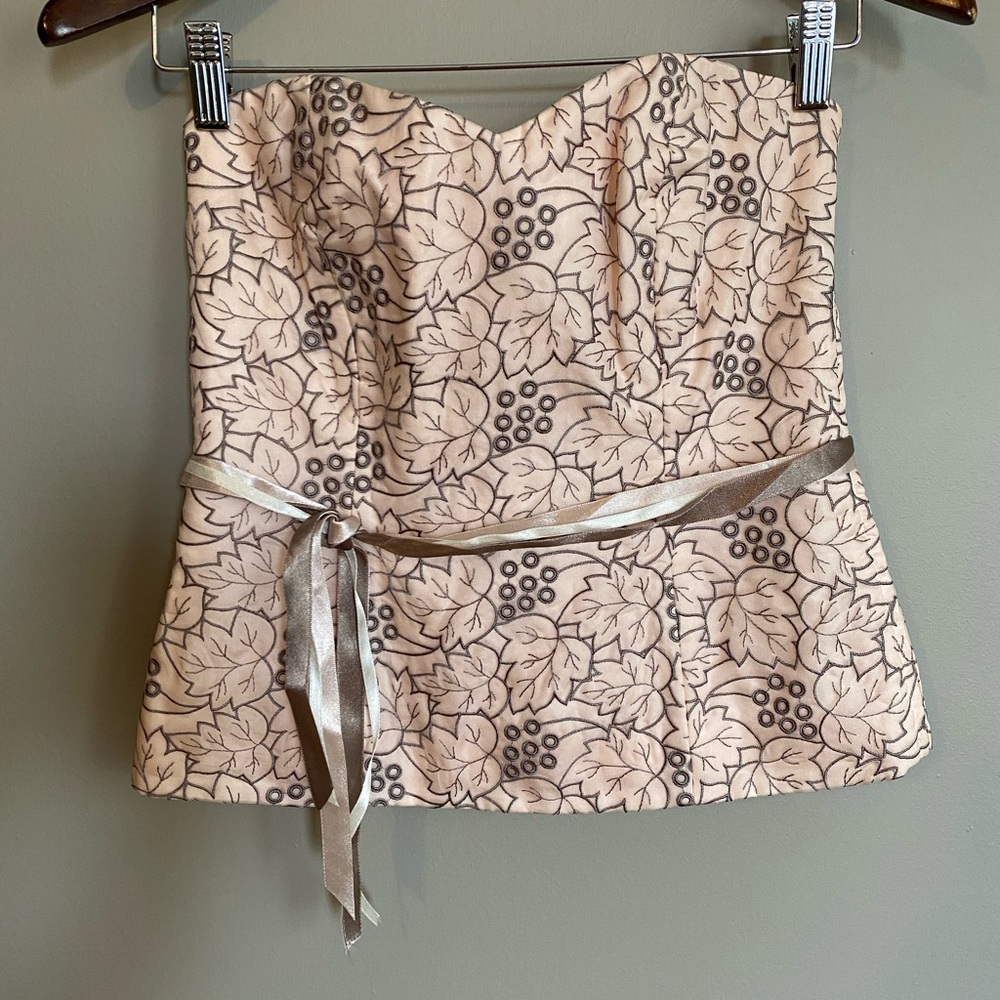 NWT Coast 100% Silk Embroidered Floral Bustier Corset Sweetheart Pink Size 10